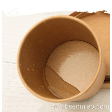 Круглая миска для риса с лапшой из крафт-бумаги